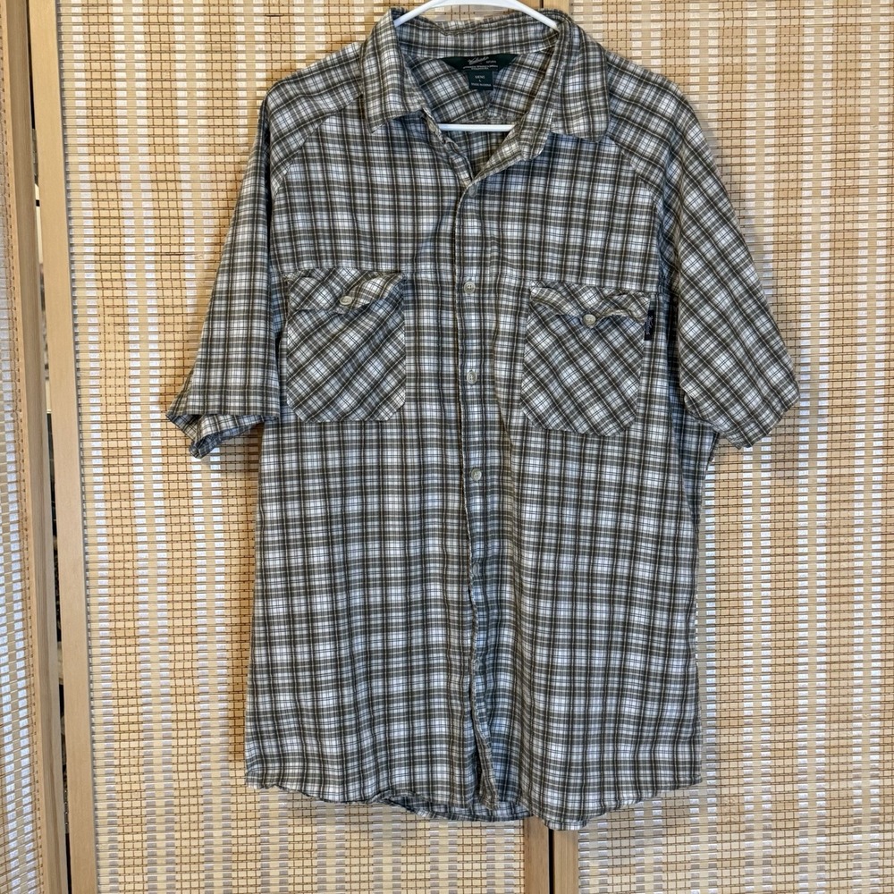 Woolrich Men's L Shirt Short Sleeve Plain Button Up Preppy Streetwear Western